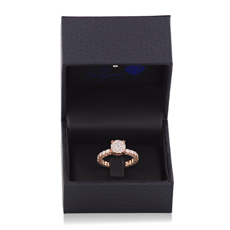 14K Rose Gold Cluster Diamond Ring