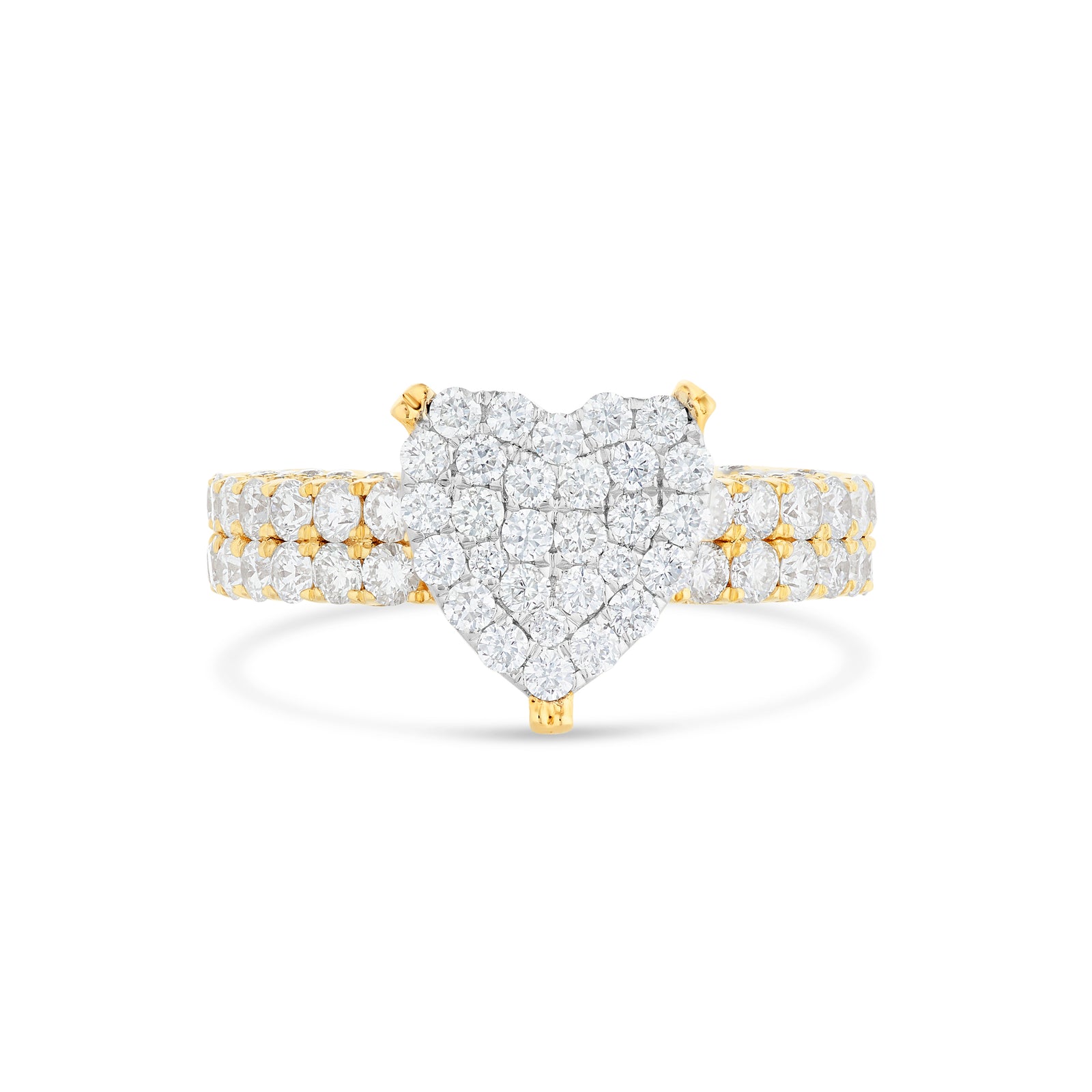 14k Yellow Gold Cluster Diamond Heart Ring – SHYNE JEWELERS