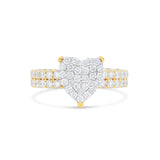 14k Yellow Gold Cluster Diamond Heart Ring