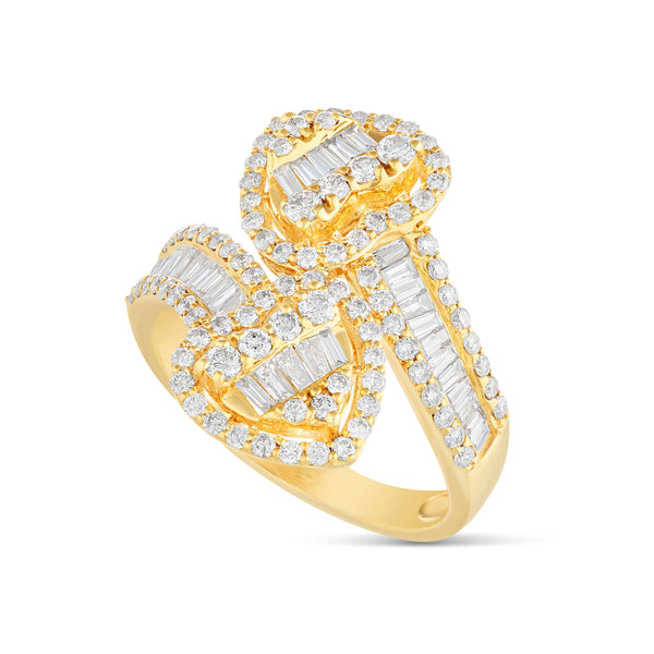 14k Gold Baguette Diamond Heart Wrap Ring