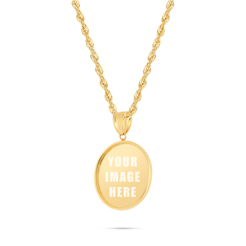 14K Gold Small Flat Picture Pendant