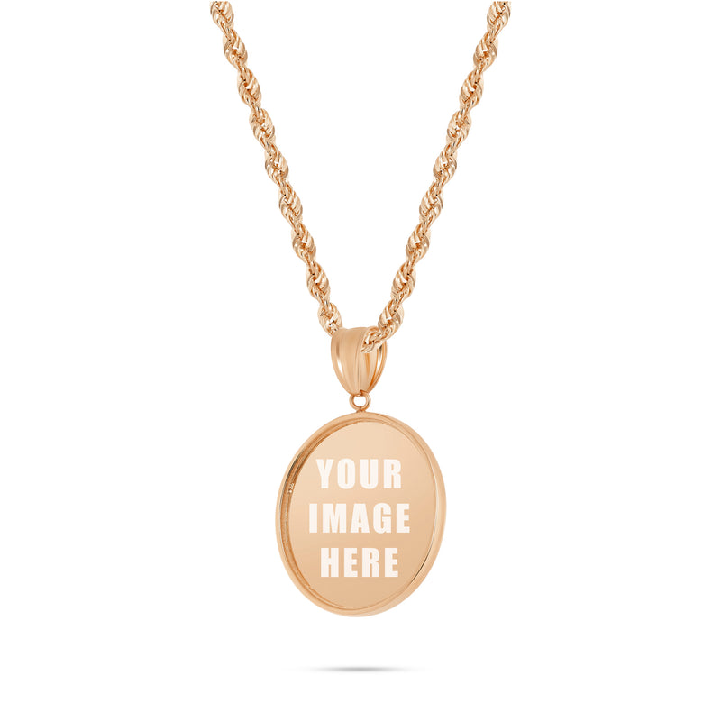 14K Gold Small Flat Picture Pendant