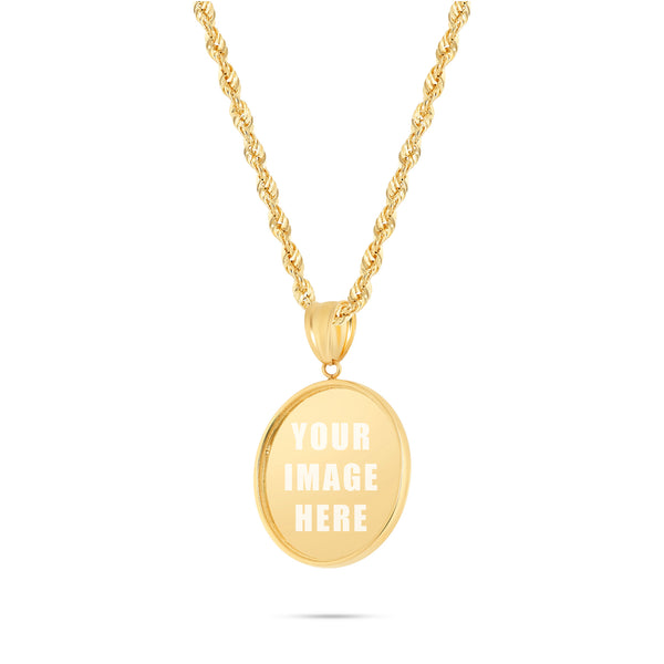 14K Gold Small Flat Picture Pendant