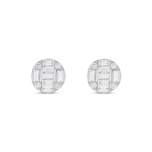 14K White Gold Baguette Diamond Stud Earrings