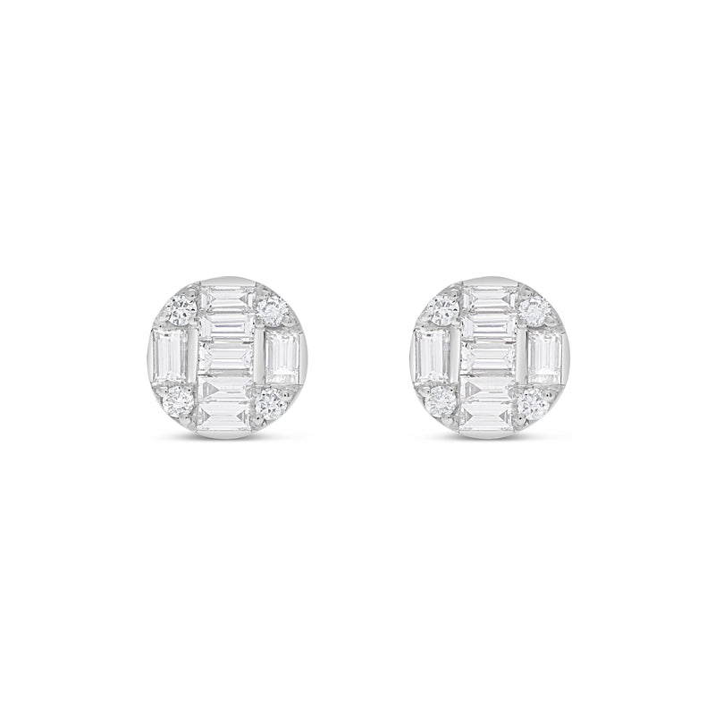 14K White Gold Baguette Diamond Stud Earrings