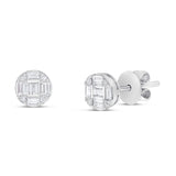 14K White Gold Baguette Diamond Stud Earrings