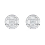 14k White Gold Baguette & Round Diamond Stud Earrings