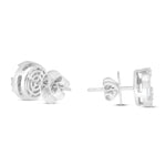 14k White Gold Baguette & Round Diamond Stud Earrings