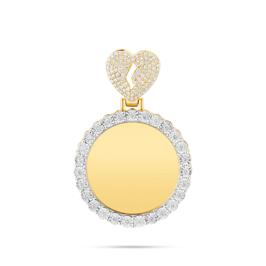 10K Yellow Gold Broken Heart Diamond Picture Pendant