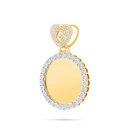 10K Yellow Gold Broken Heart Diamond Picture Pendant