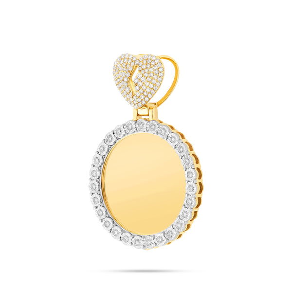 10K Yellow Gold Broken Heart Diamond Picture Pendant