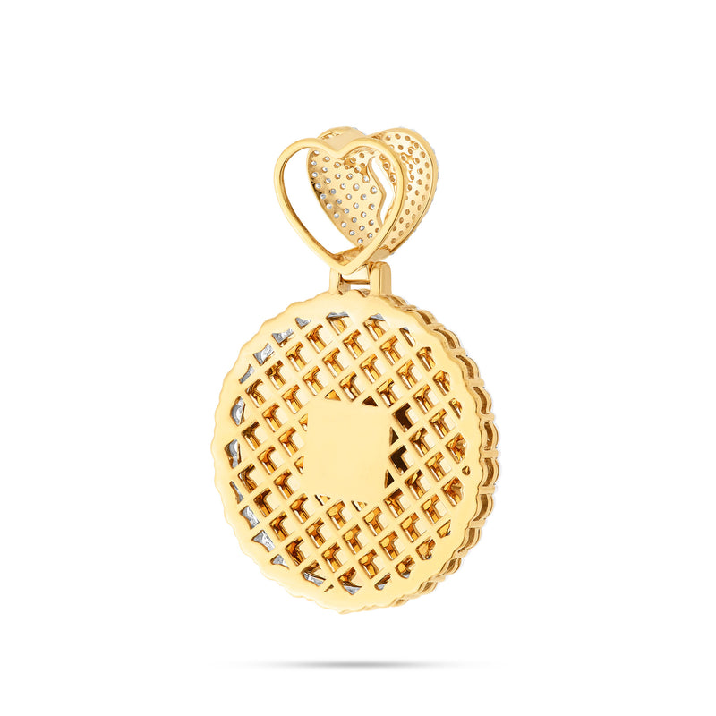 10K Yellow Gold Broken Heart Diamond Picture Pendant