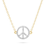 14k Yellow Gold 0.10ct Diamond Peace Sign Pendant