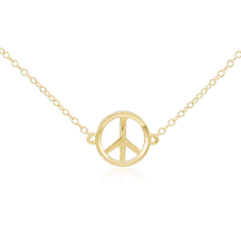 14k Yellow Gold 0.10ct Diamond Peace Sign Pendant