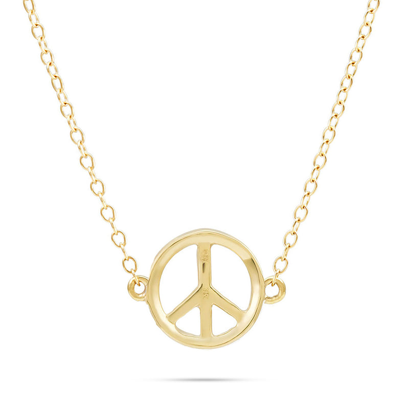 14k Yellow Gold 0.10ct Diamond Peace Sign Pendant