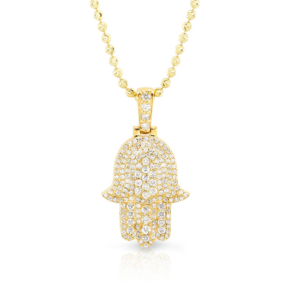 10k Gold and Diamond Hamsa Pendant 1.06ctw