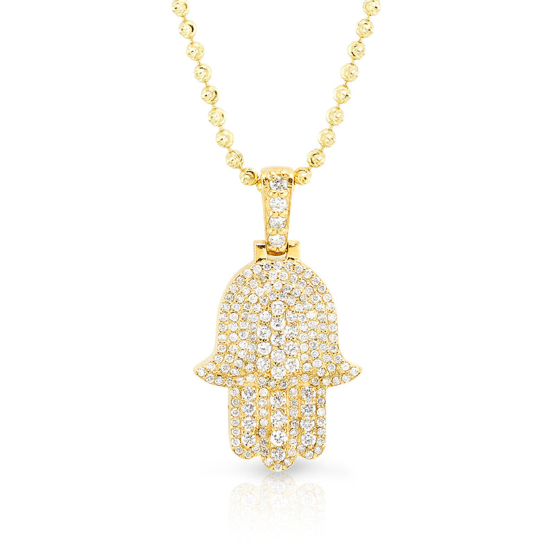 10k Gold and Diamond Hamsa Pendant 1.06ctw