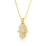 10k Gold and Diamond Hamsa Pendant 1.06ctw