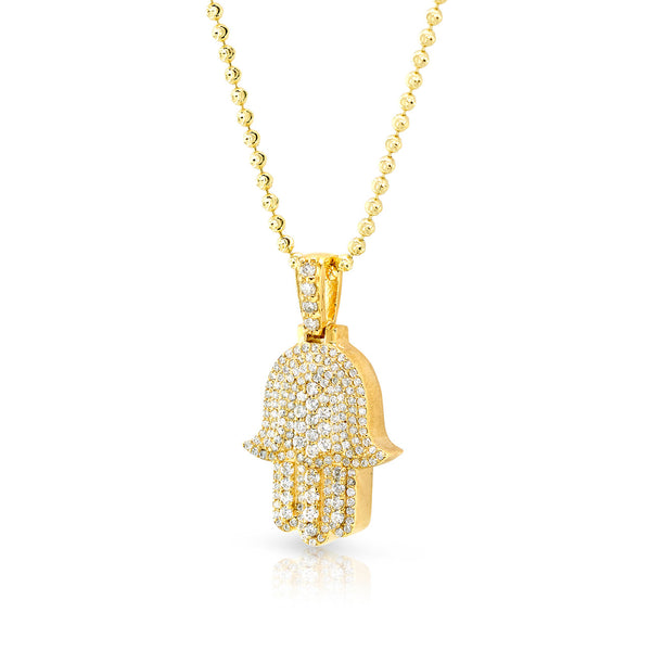 10k Gold and Diamond Hamsa Pendant 1.06ctw