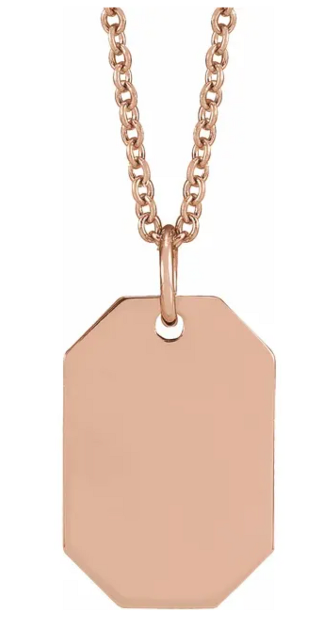 14k Gold Engravable Dog Tag Pendant
