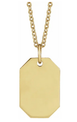 10k Gold Engravable Dog Tag Pendant