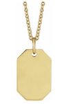 14k Gold Engravable Dog Tag Pendant