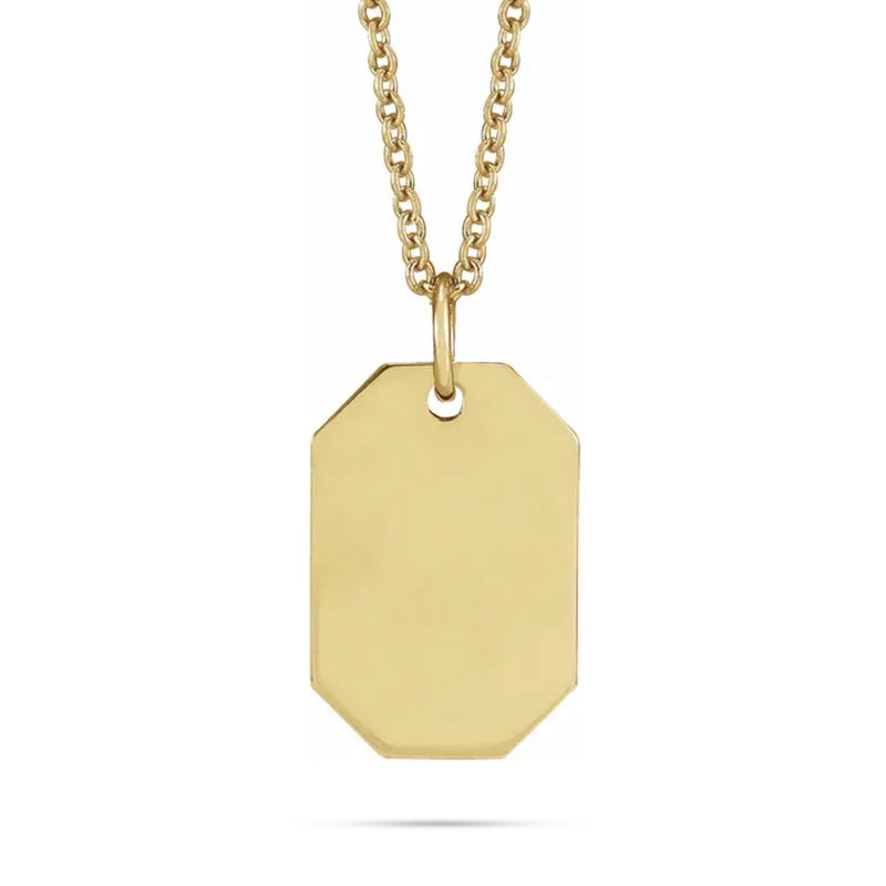 10k Gold Engravable Dog Tag Pendant
