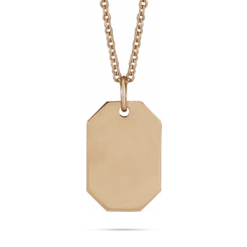 10k Gold Engravable Dog Tag Pendant