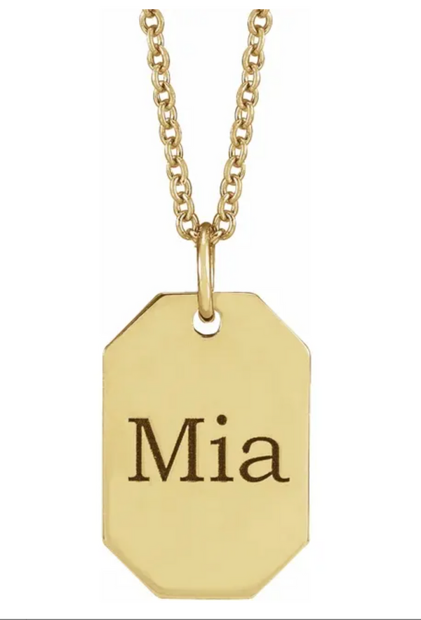 14k Gold Engravable Dog Tag Pendant