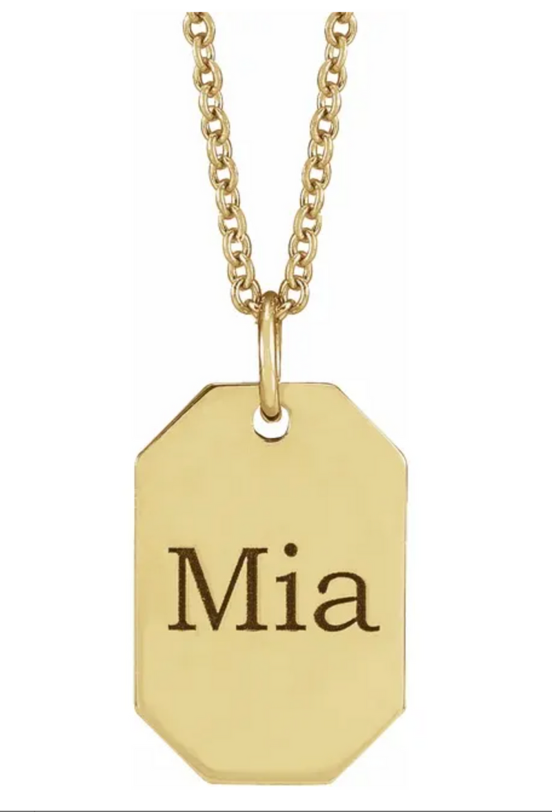 10k Gold Engravable Dog Tag Pendant