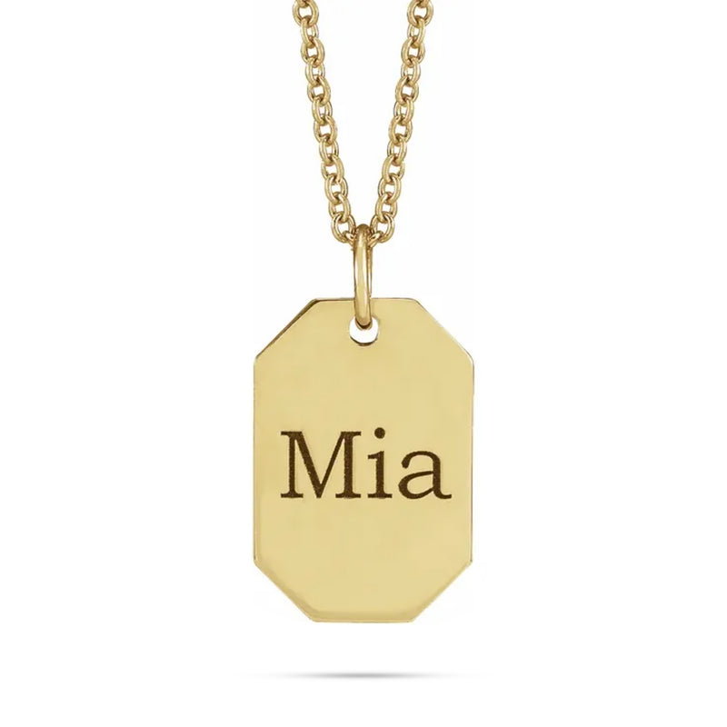 10k Gold Engravable Dog Tag Pendant