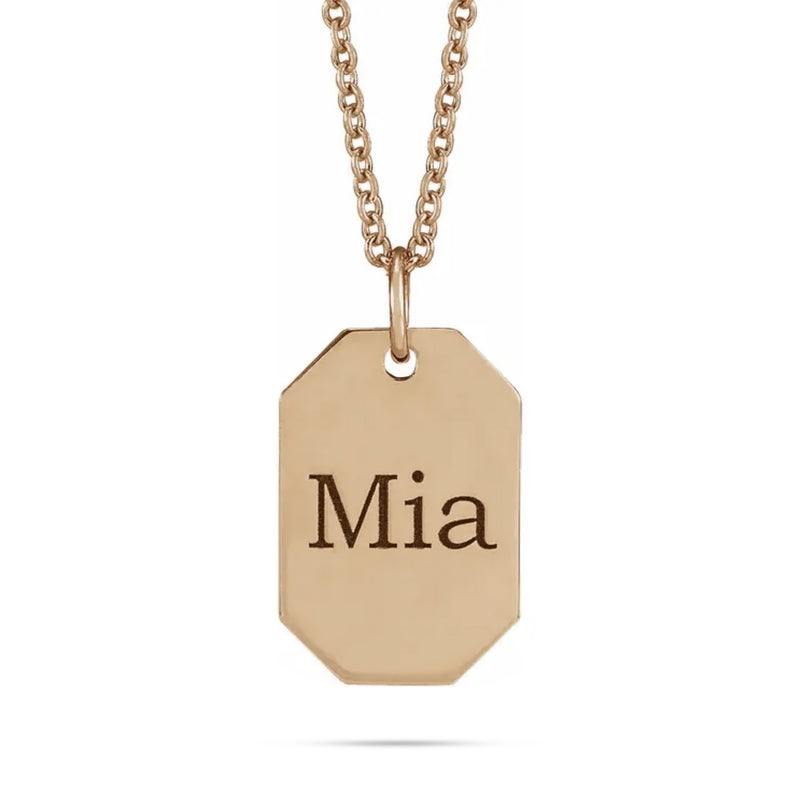 10k Gold Engravable Dog Tag Pendant