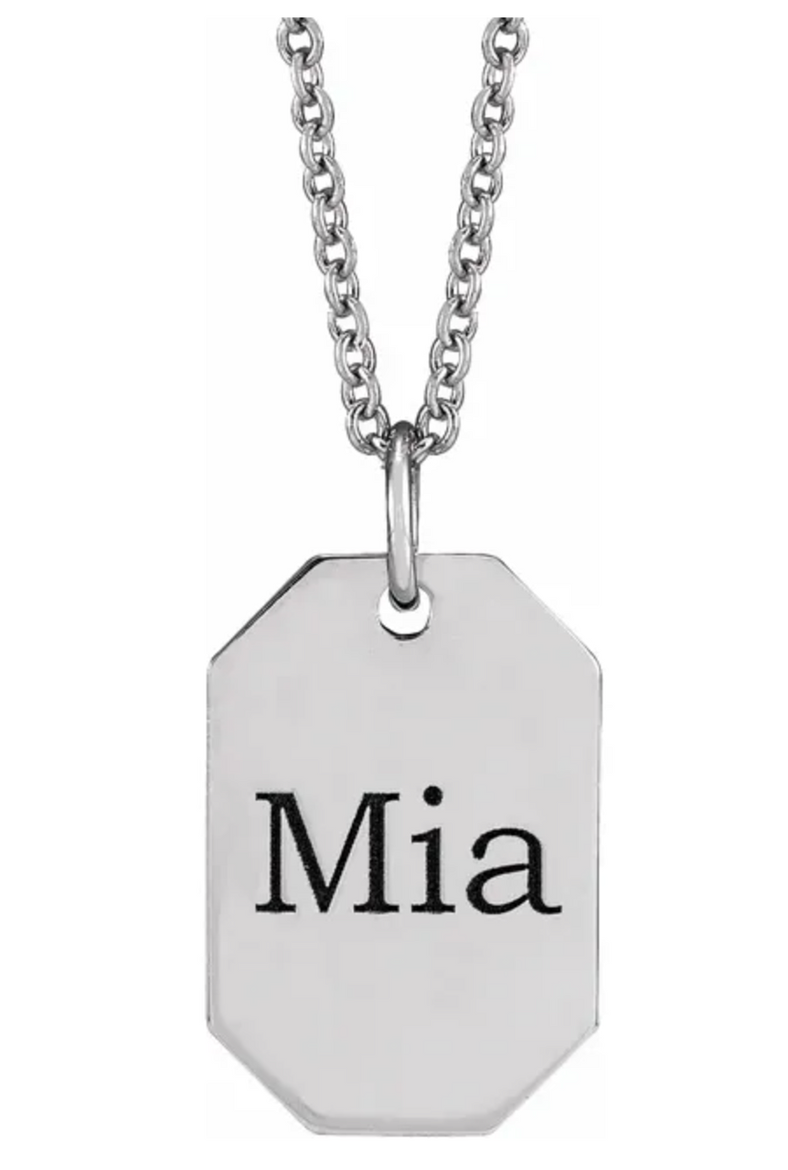 14k Gold Engravable Dog Tag Pendant