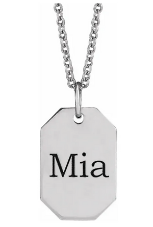 14k Gold Engravable Dog Tag Pendant