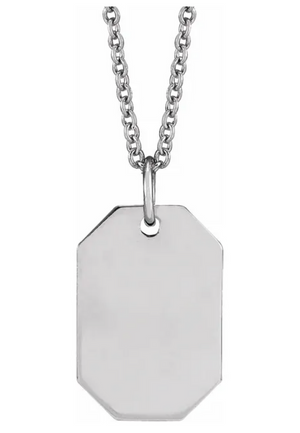 14k Gold Engravable Dog Tag Pendant