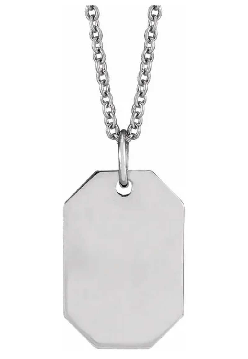 10k Gold Engravable Dog Tag Pendant