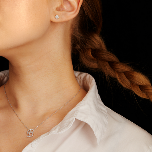 Diamond Initial Pendant + Earrings Bundle