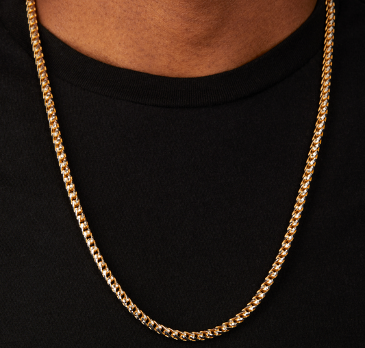 14K Hollow Gold 4.75mm Diamond Cut Franco Chain