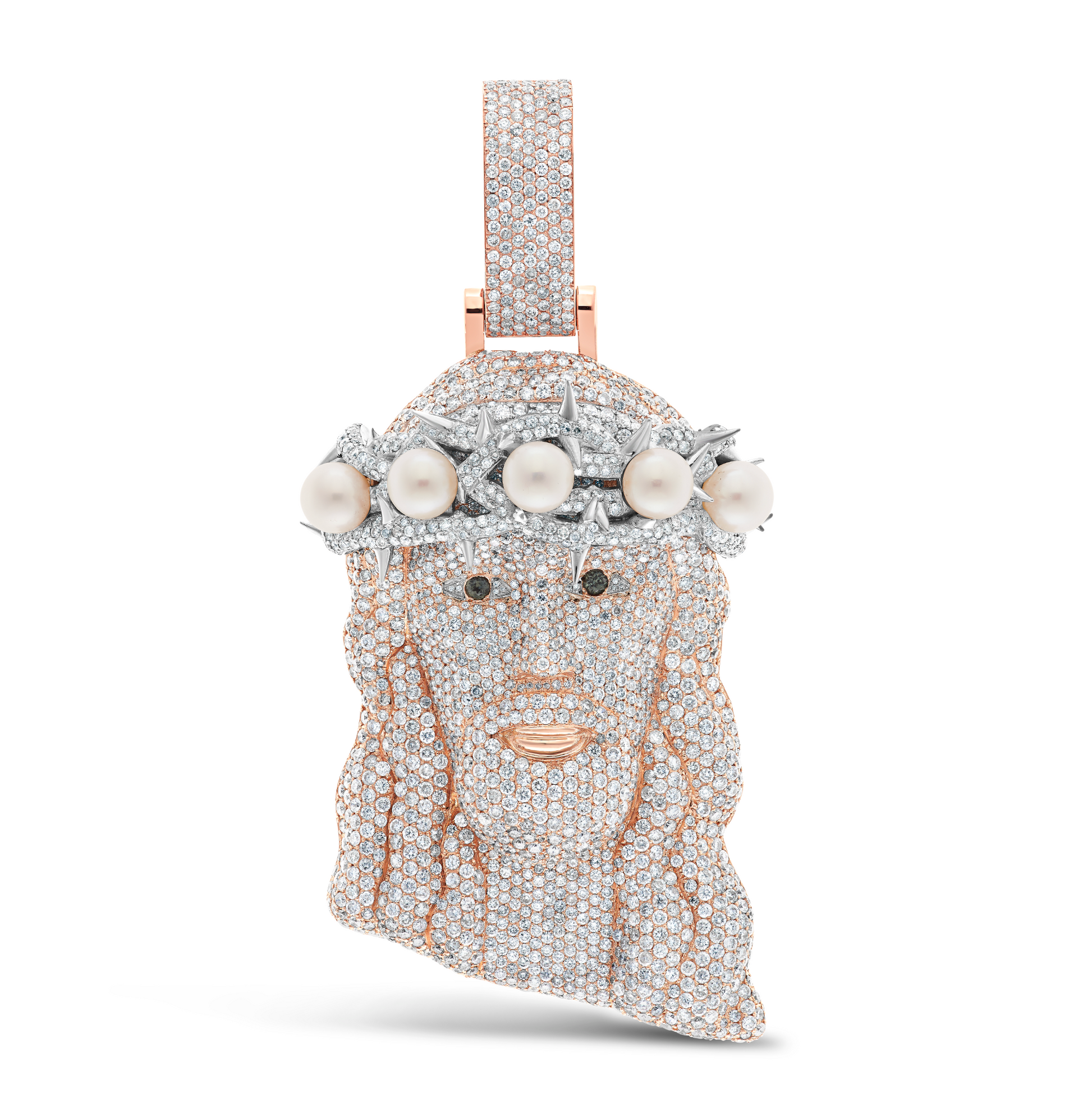 Diamond Thorn Crown Jesus Pendant