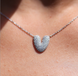 18 Karat Gold Natural Diamond Bubble Letter Necklace