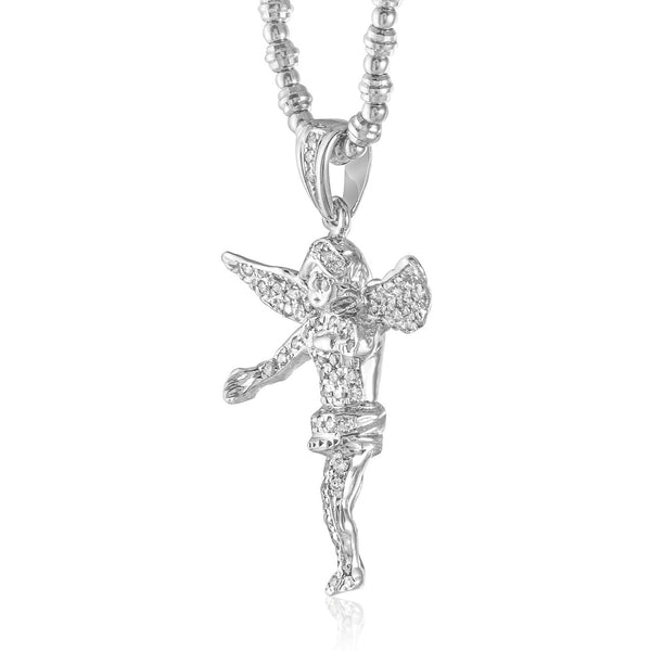 10k White Gold 1.25ct Diamond Angel Pendant