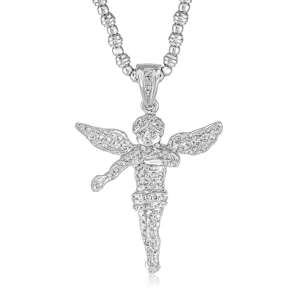 10k White Gold 1.25ct Diamond Angel Pendant