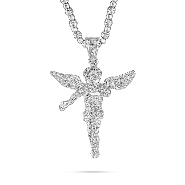 10k White Gold 1.25ct Diamond Angel Pendant