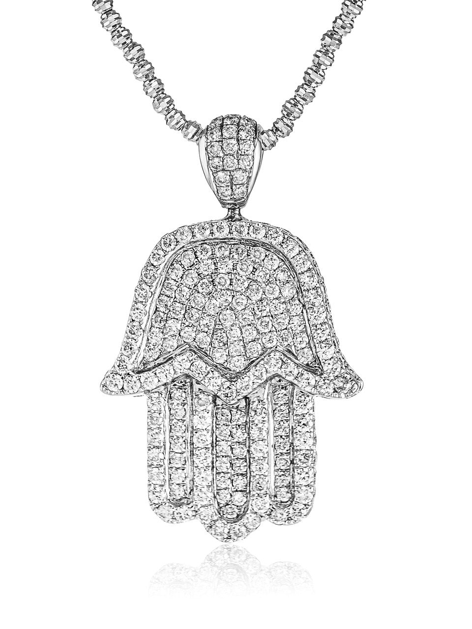 10k White Gold 5.5ct Diamond Hamsa Pendant