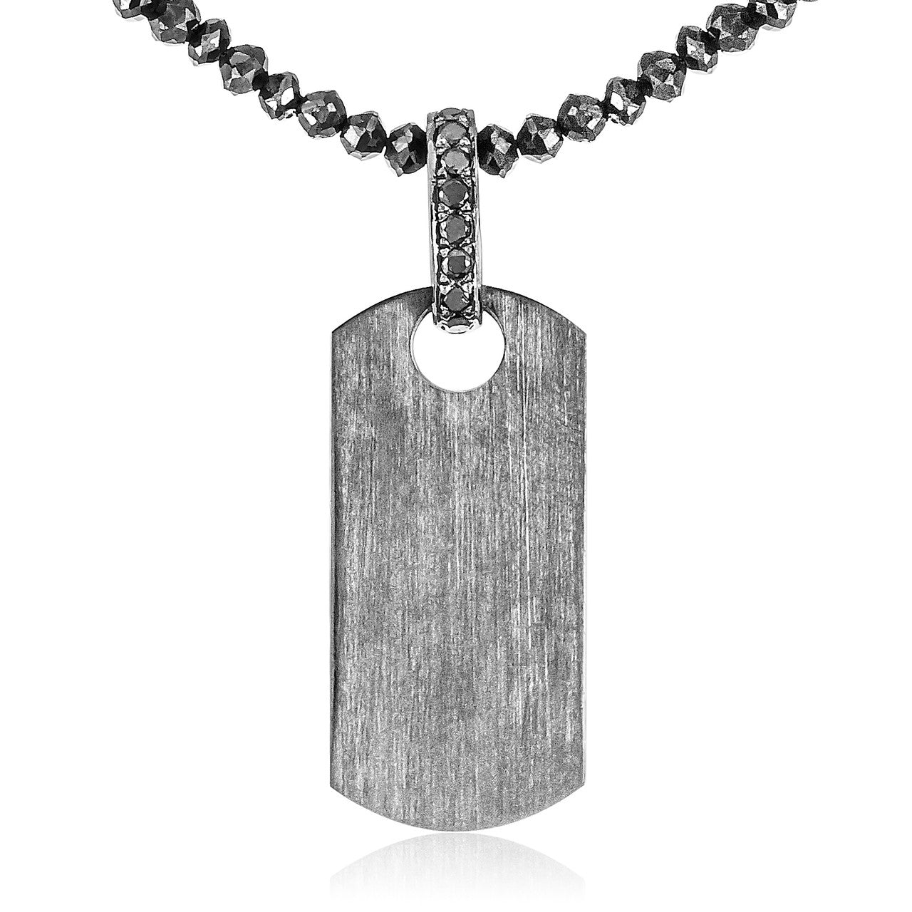 10k Black Gold 3ct Diamond Dog Tag Pendant