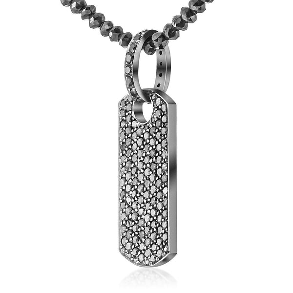 10k Black Gold 3ct Diamond Dog Tag Pendant