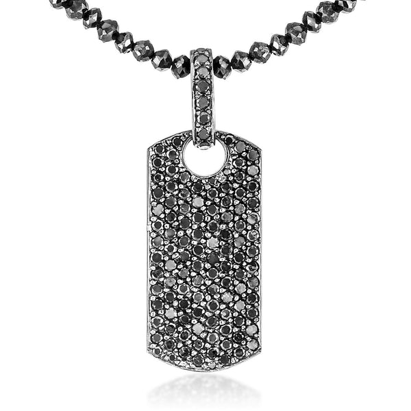 10k Black Gold 3ct Diamond Dog Tag Pendant