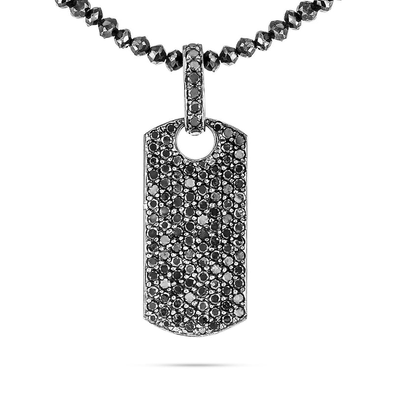 10k Black Gold 3ct Diamond Dog Tag Pendant