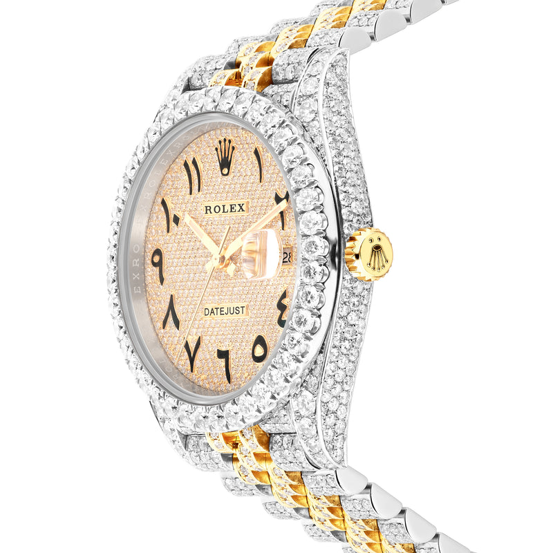 Iced Out Rolex DateJust 36 mm with Full Diamond Arabic Dial; 10 carats