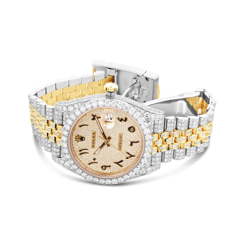 Iced Out Rolex DateJust 36 mm with Full Diamond Arabic Dial; 10 carats